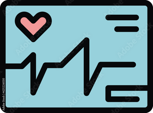Cardiogram paper icon outline vector. Ecg heart. Beat electrocardiagram color flat