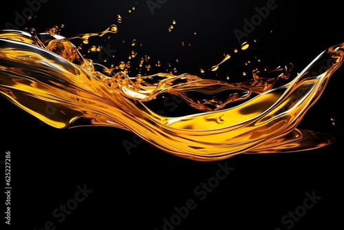 Cooking Oil Splash On Black Background