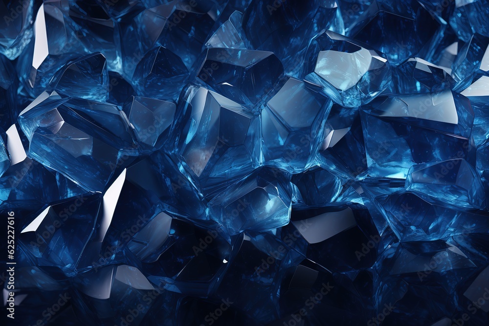 Blue crystals. Panoramic gemstone wallpaper