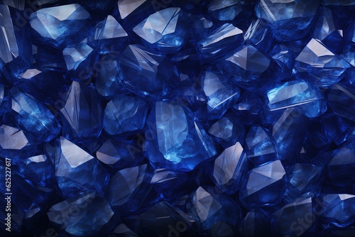 Blue crystals. Panoramic gemstone wallpaper
