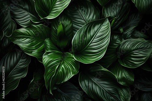 Spathiphyllum cannifolium leaf concept  dark green abstract texture  natural background  tropical leaves in Asia and Thailand
