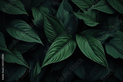 Spathiphyllum cannifolium leaf concept, dark green abstract texture, natural background, tropical leaves in Asia and Thailand © Parvez
