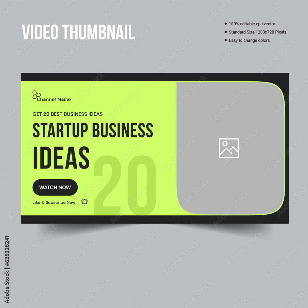Trendy vector youtube thumbnail banner template design, business idea video cover banner design