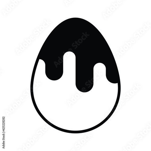 Chocolate dipped egg icon, cacao egg vector isolated on white background