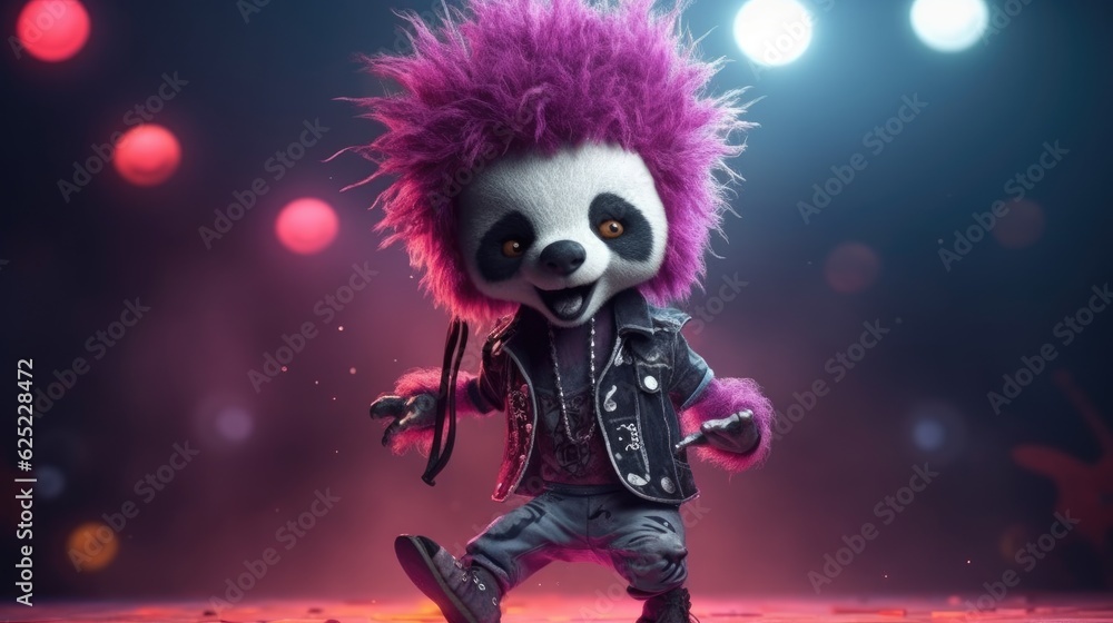 cute panda in punk rock style. Created with Generative AI. cute panda in punk rock style. Created with Generative AI.
