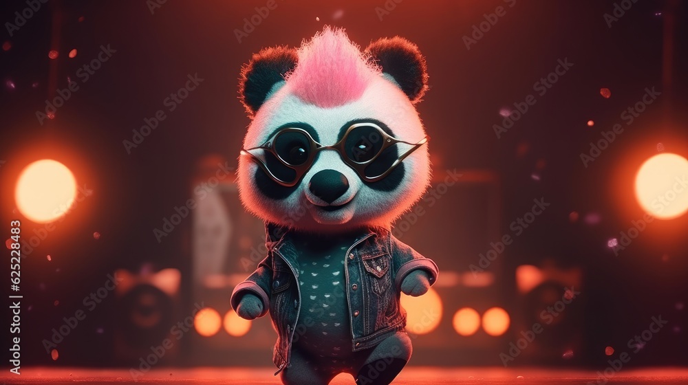 cute panda in punk rock style. Created with Generative AI. cute panda in punk rock style. Created with Generative AI.