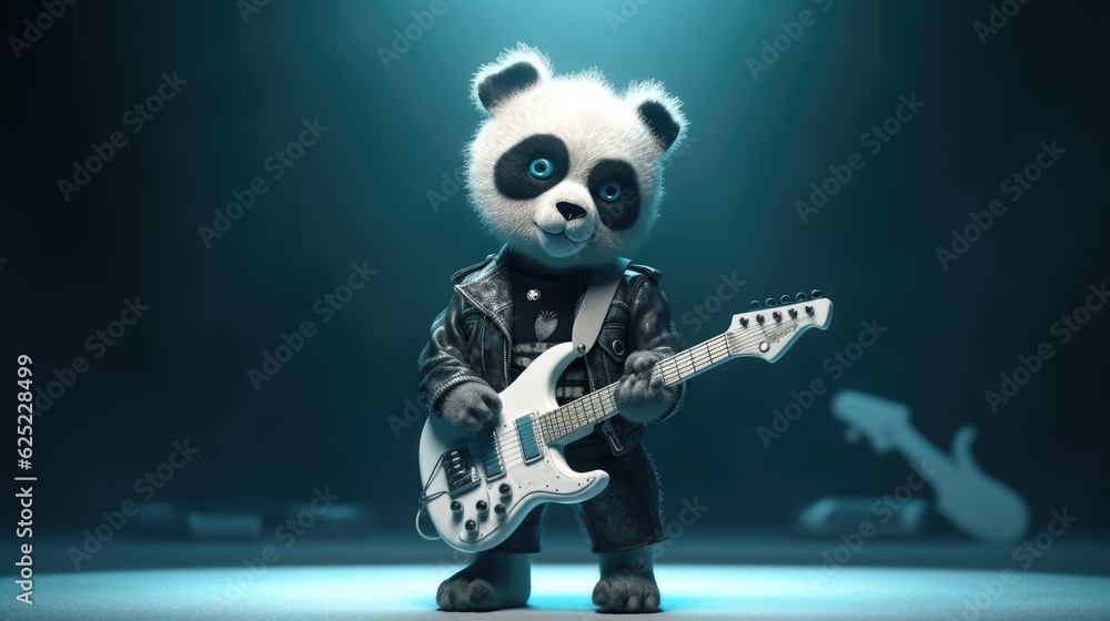 cute panda in punk rock style. Created with Generative AI. cute panda in punk rock style. Created with Generative AI.