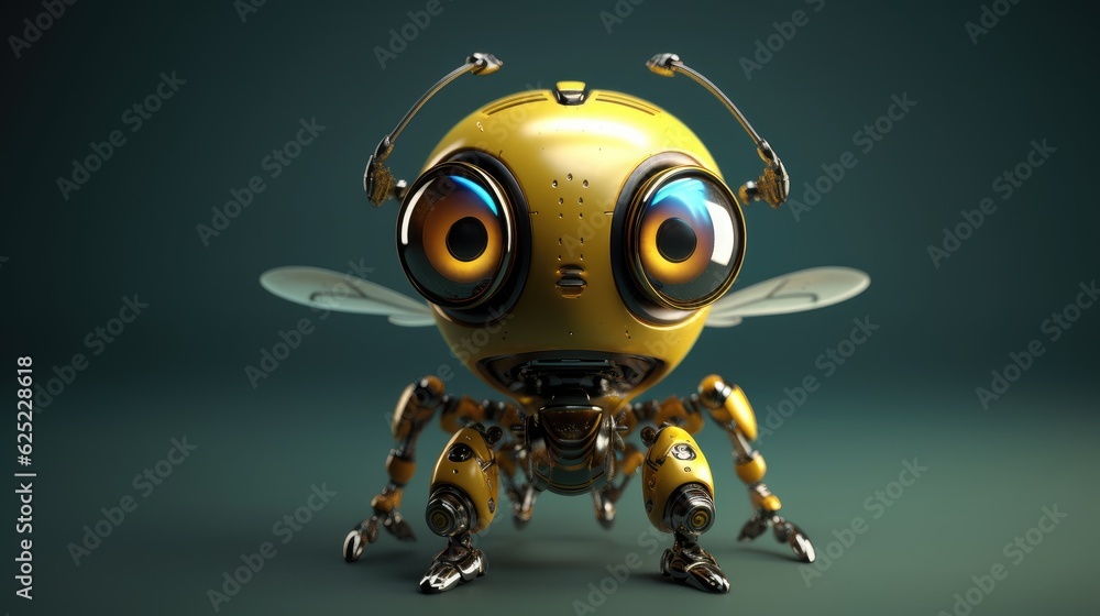 Robot bee. Artificial bee. Created with Generative AI. Robot bee. Artificial bee. Created with Generative AI.