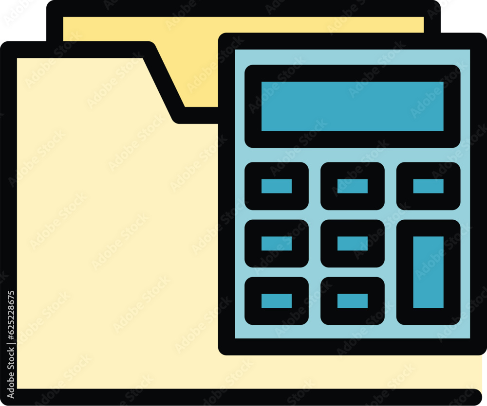 Data calculator icon outline vector. Financial business. Finance report color flat Data calculator icon outline vector. Financial business. Finance report color flat
