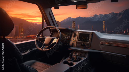 Truck interior dashboard panel.