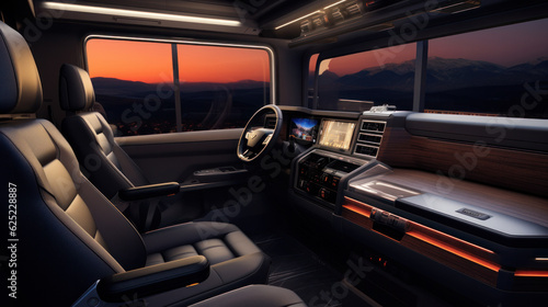 Truck interior dashboard panel.