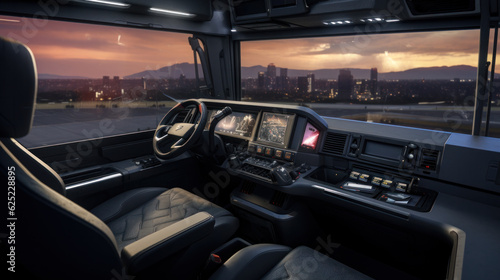 Truck interior dashboard panel. © darkhairedblond