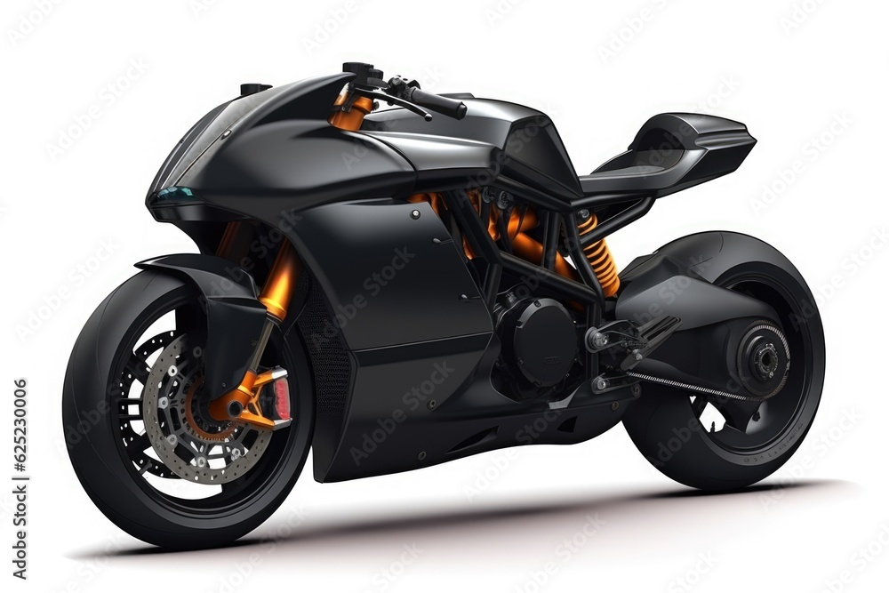 A heavy muscle black sports racing bike isolated on a white background A heavy muscle black sports racing bike isolated on a white background