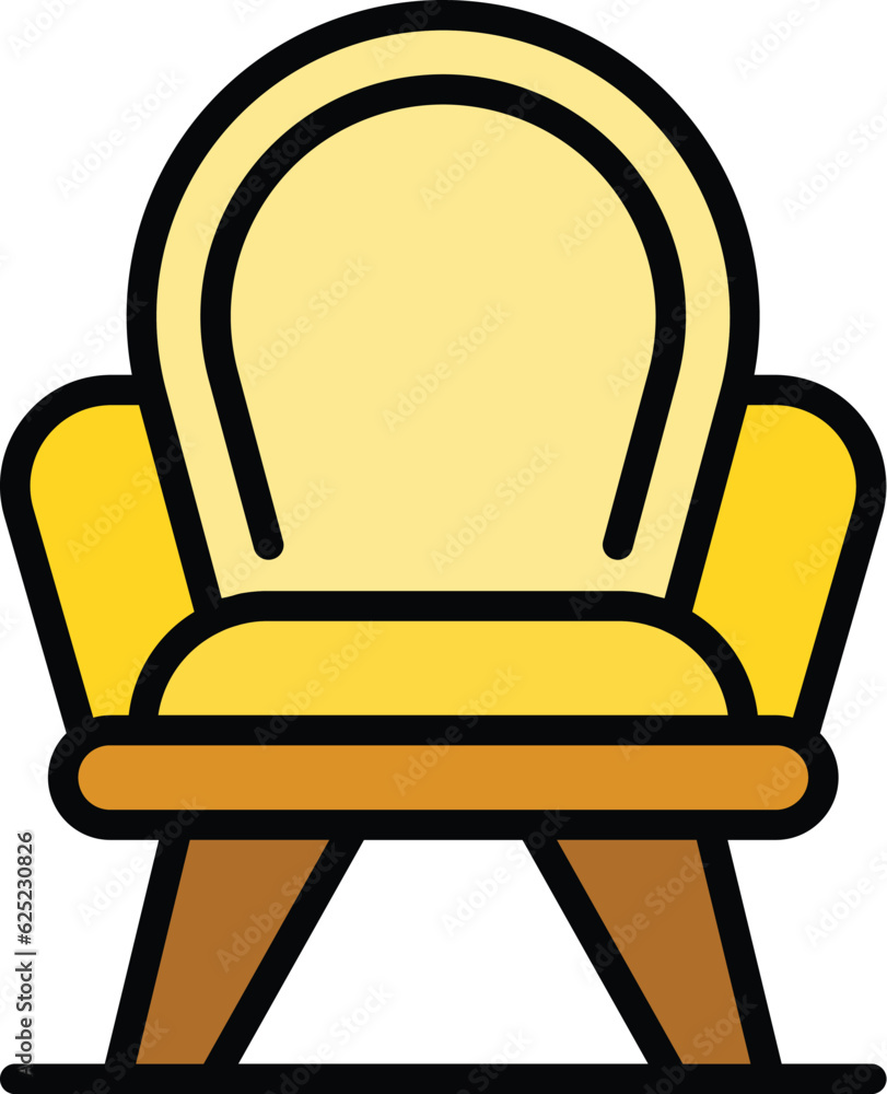 Textile armchair icon outline vector. Sofa chair. Couch furniture color flat Textile armchair icon outline vector. Sofa chair. Couch furniture color flat