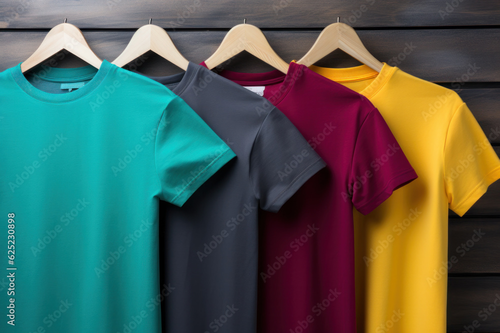 Men's t-shirt realistic mockup in different colors. Men's t-shirt realistic mockup in different colors.