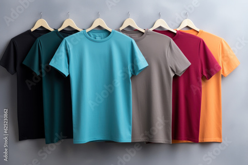 Set of templates colored t-shirts unisex.