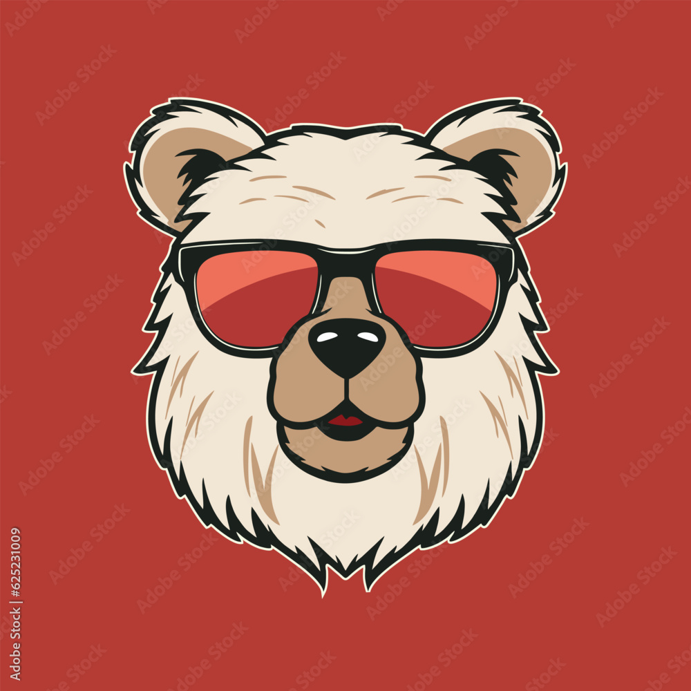 Bear mascot logo wearing glasses. Graphic Design Template Bear mascot logo wearing glasses. Graphic Design Template