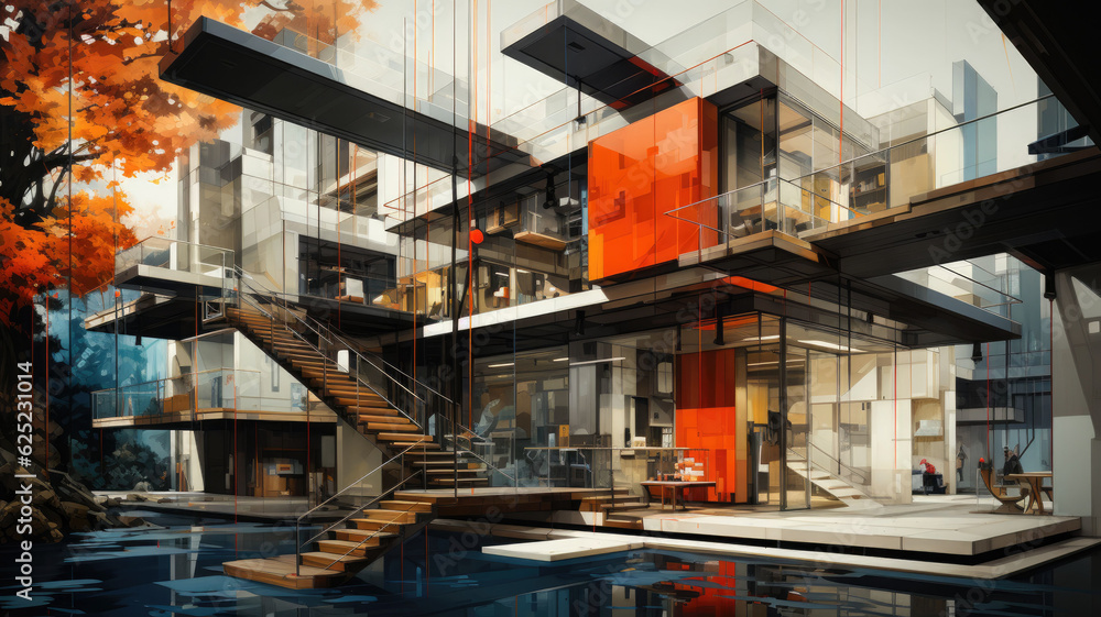 Fototapeta premium When AI hunts architects generative ai
