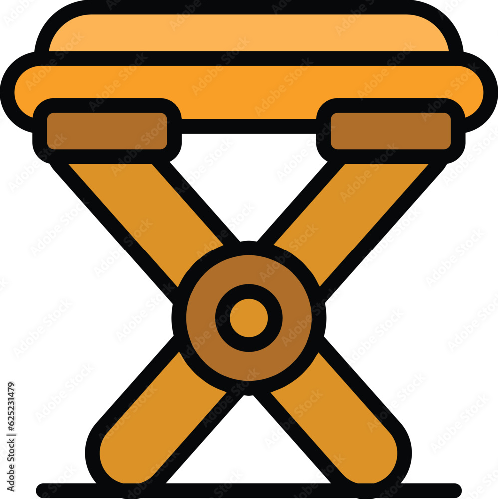 Portable chair icon outline vector. Folding chair. Outdoor camp color flat