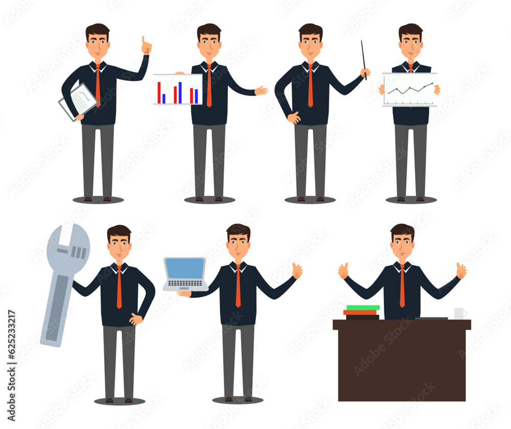 set of business men character design set of business men character design