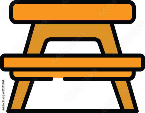 Plastic picnic table icon outline vector. Outdoor chair. Camp furniture color flat