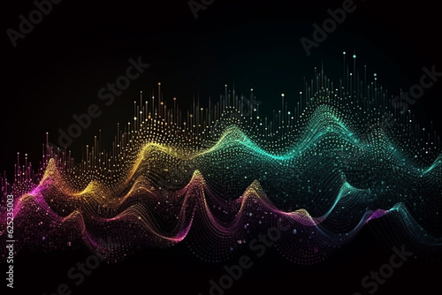 Abstract colorful glitters background with wave