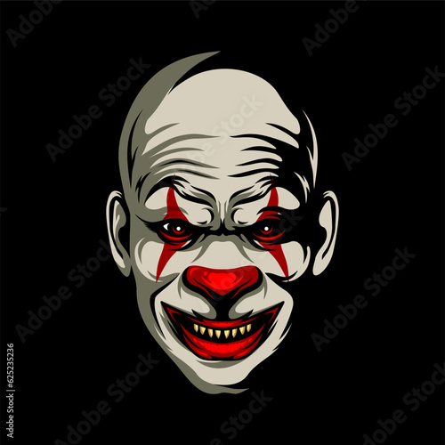 Creepy clown faces, Design element for logo, poster, card, banner, emblem, t shirt. Vector illustration