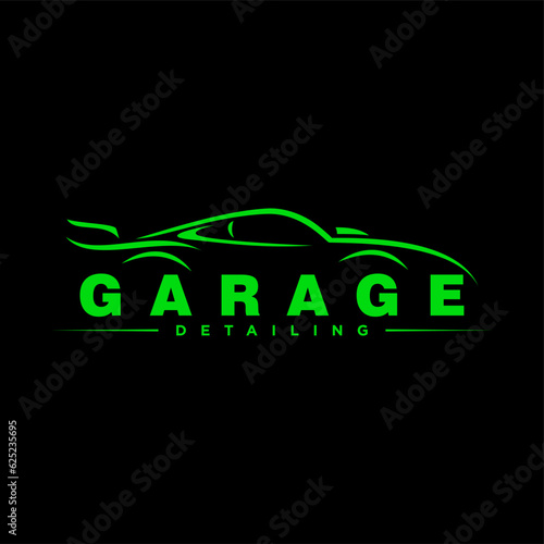 garage car logo design inspiration, Design element for logo, poster, card, banner, emblem, t shirt. Vector illustration