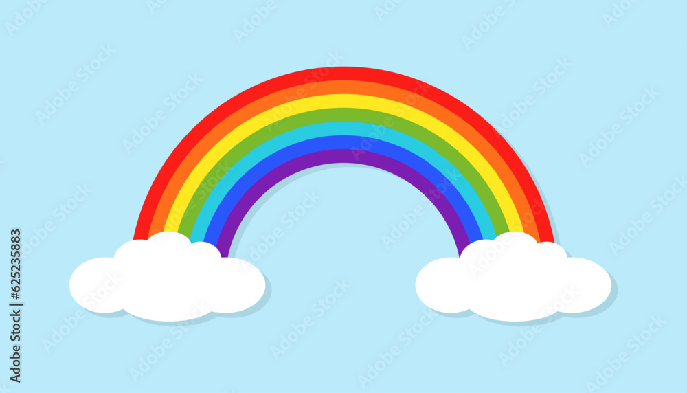 Rainbow and clouds flat vector illustration Rainbow and clouds flat vector illustration