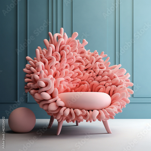 Generative AI Illustration. Coral shape chair.