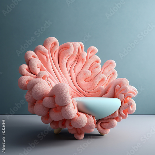 Generative AI Illustration. Coral shape chair.
