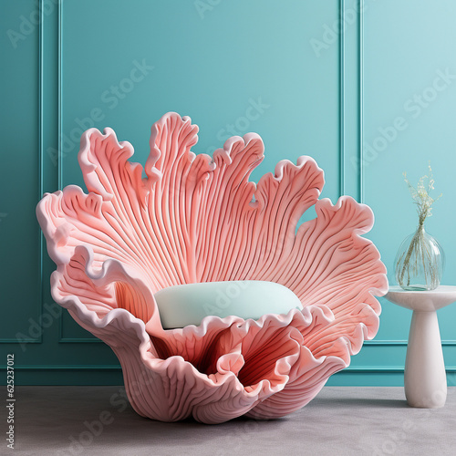 Generative AI Illustration. Coral shape chair.