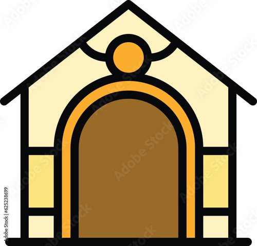 Pet kennel icon outline vector. Dog house. Animal kennel color flat