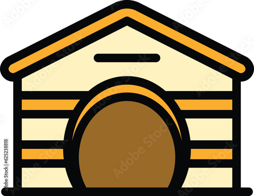 Puppy kennel icon outline vector. Pet house. Canine house color flat