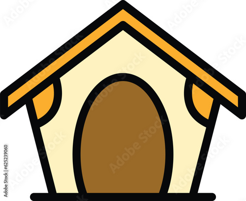 Canine kennel icon outline vector. Dog puppy house. Pet doghouse color flat