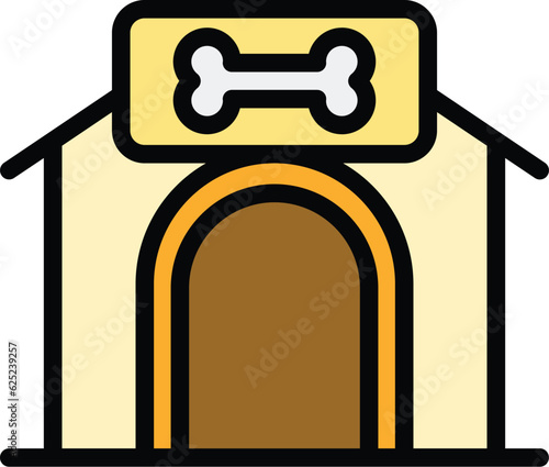 Bone dog kennel icon outline vector. Puppy house. Pet doghouse color flat