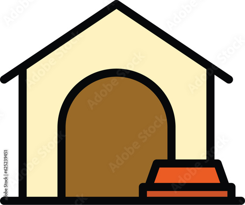 Dog hut icon outline vector. Pet house. Puppy kennel color flat