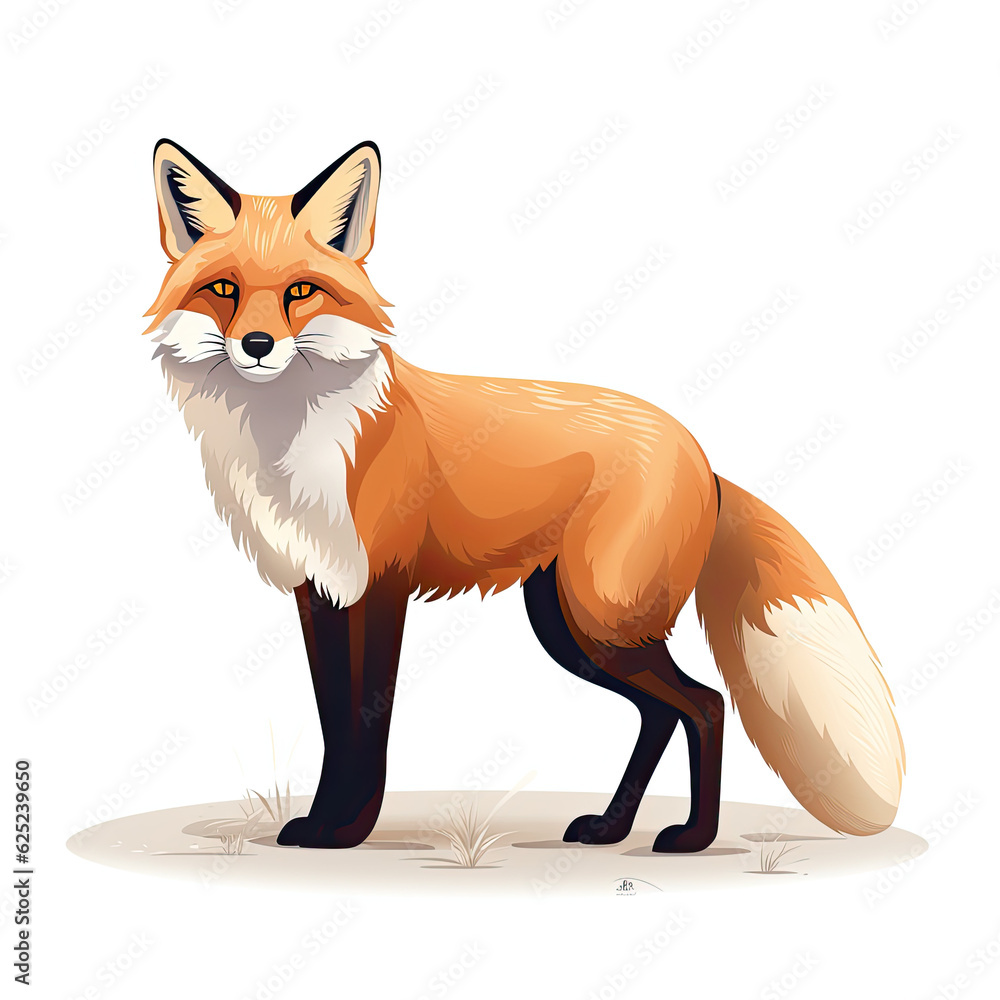 Obraz premium red fox isolated on white - Generative AI