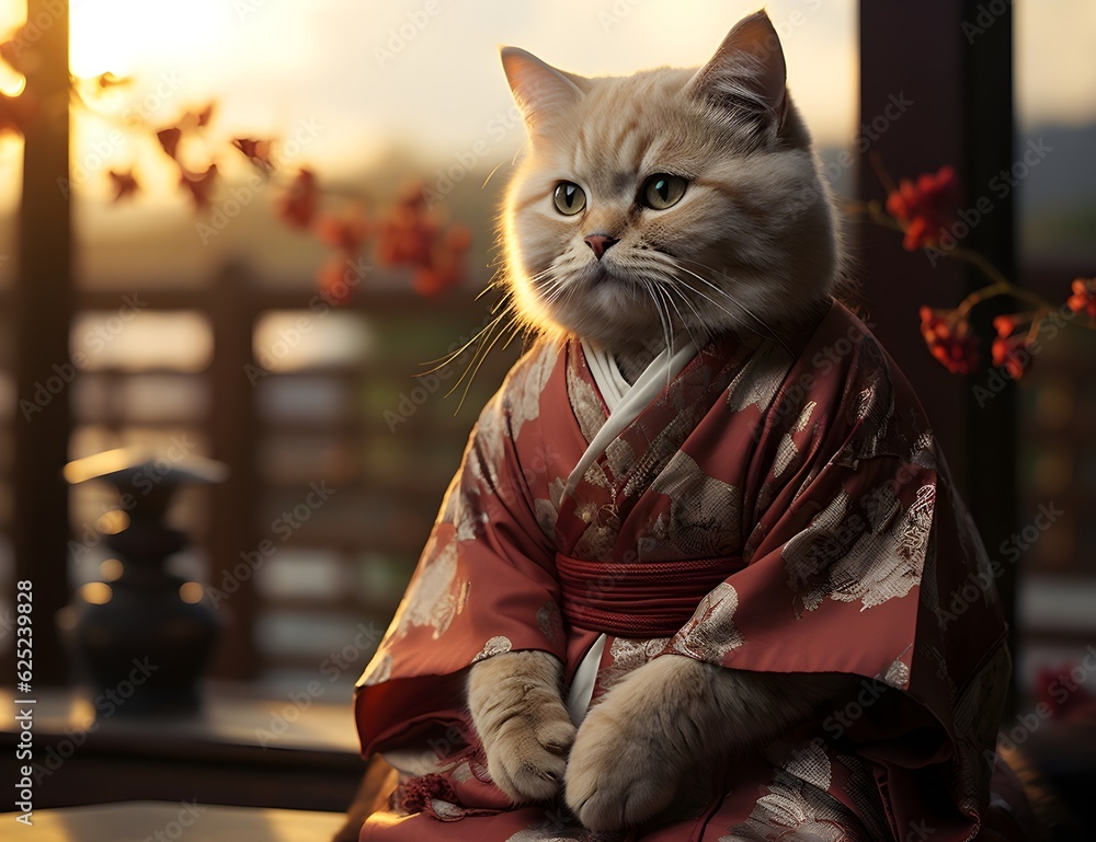 Katze mit Kimono, generative KI