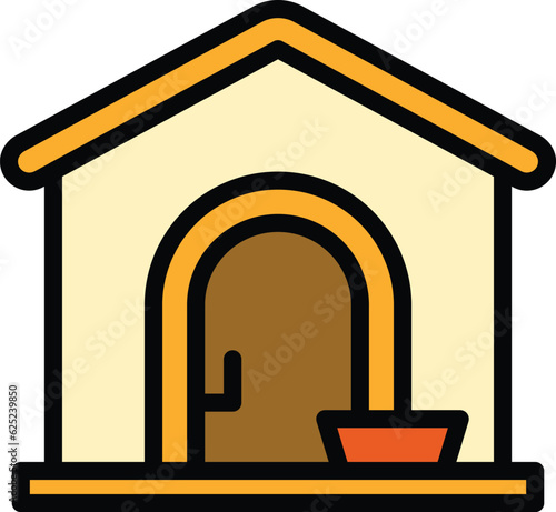Guard dog kennel icon outline vector. Canine bowl. Canine puppy color flat