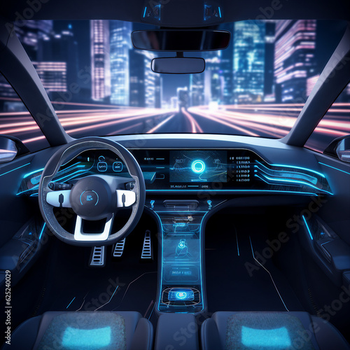 self-driving car in the night. generative ai