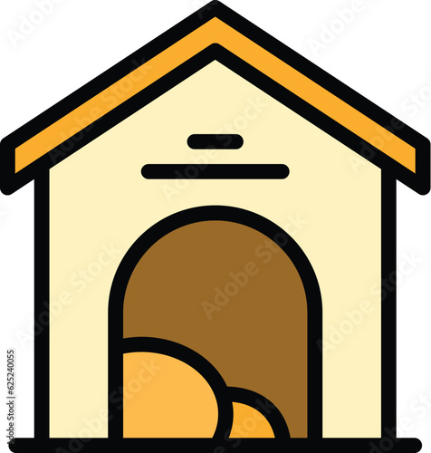 Dog boarding icon outline vector. Pet house. Doghouse hut color flat