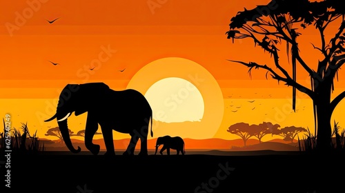 African Wildlife  Stunning Elephant Silhouette in Nature s Habitat  Generative AI