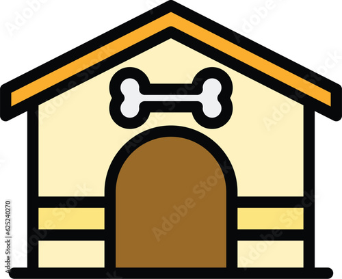 Wood dog house icon outline vector. Pet doghouse. Animal kennel color flat