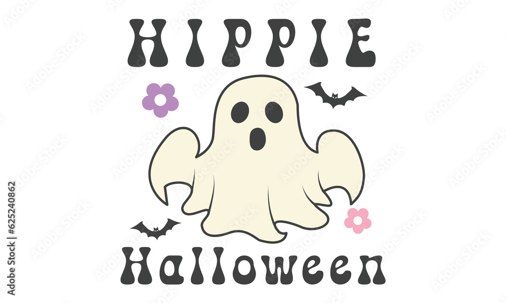 Obraz premium Hippie Halloween Retro SVG.