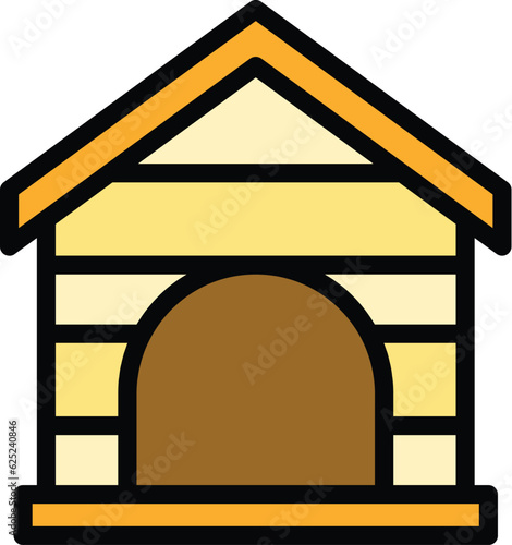 Doggy home icon outline vector. Dog house. Pet kennel color flat