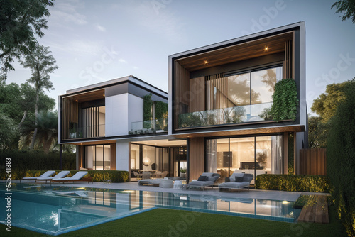 Elegant exterior, featuring sleek lines  created with generative ai © Pivot_Design