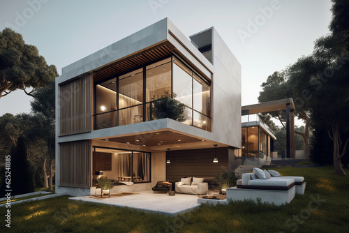 Elegant exterior, featuring sleek lines created with generative ai