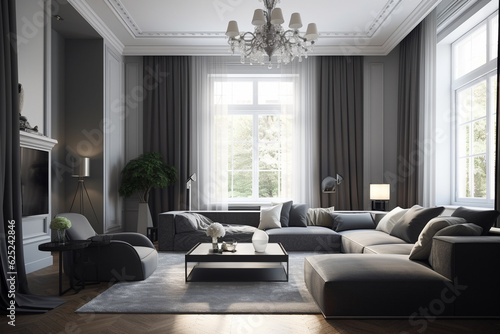 Modern interior furnishings  drawing room created with generative ai