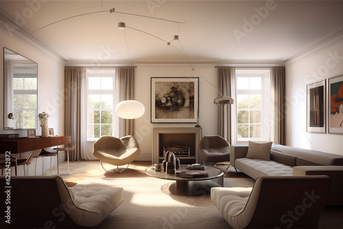 Modern interior furnishings, drawing room created with generative ai
